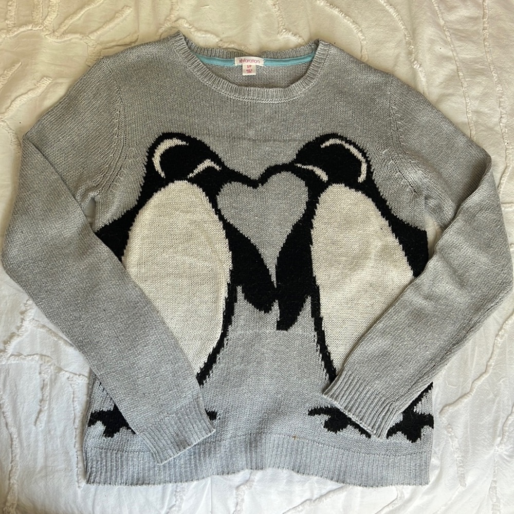 Xhiliration grey penguin sweater